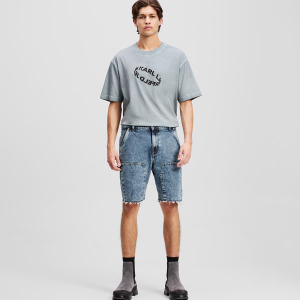 Karl Lagerfeld, Carpenter Denim Shorts, Homme, Bleu moyen délavé, Taille: L36