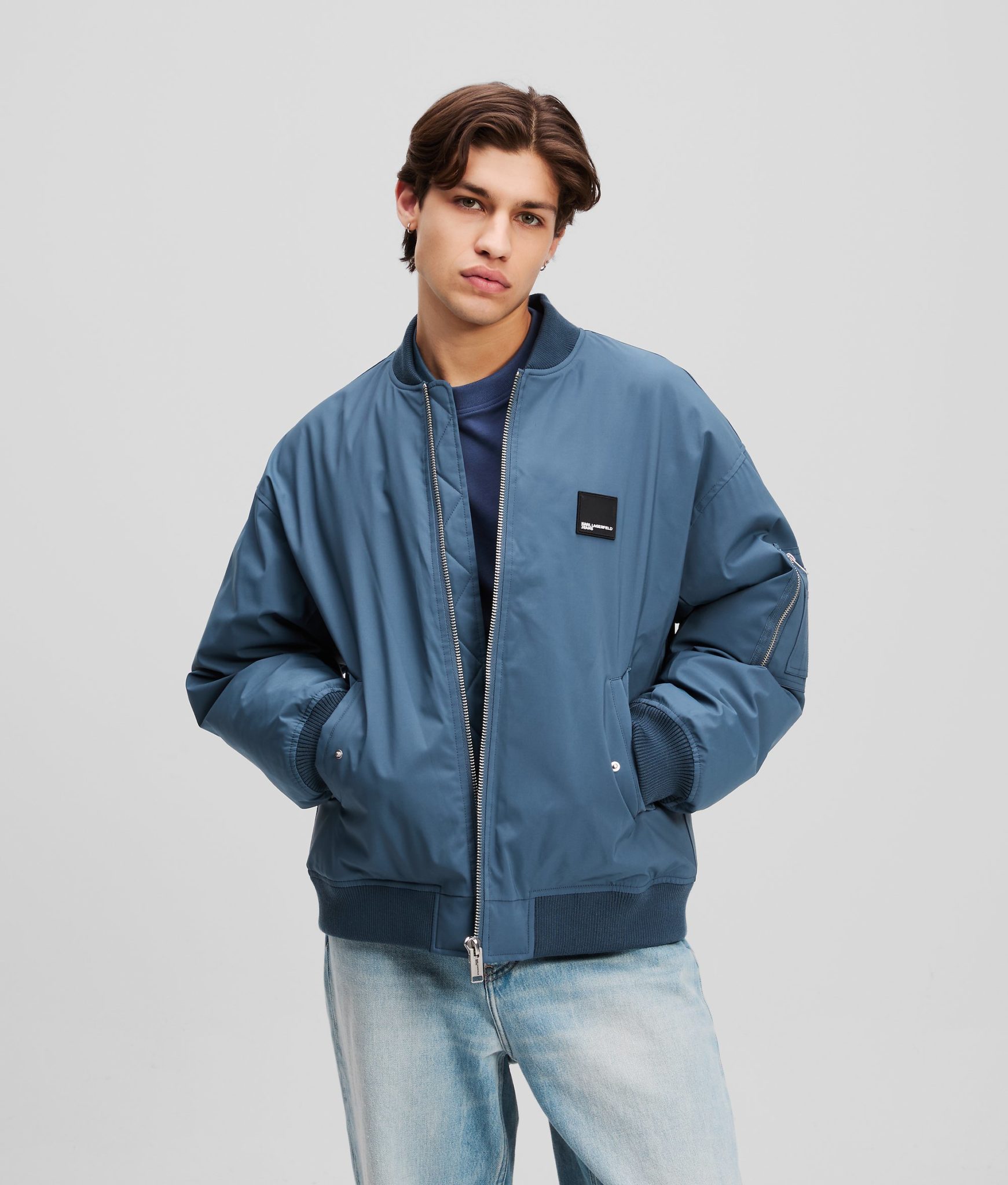 Karl Lagerfeld, Bomber Jacket, Homme, Indigo vintage, Taille: XXXL