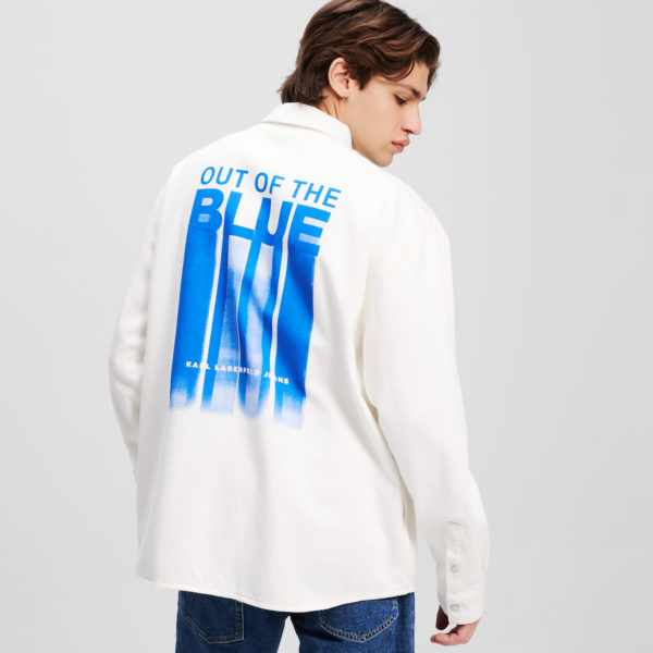 Karl Lagerfeld, Out Of The Blue Graphic Overshirt, Homme, Blanc, Taille: XXXL