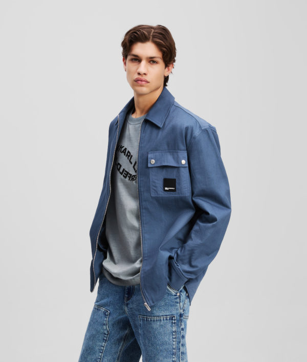 Karl Lagerfeld, Mixed-material Overshirt, Homme, Indigo vintage, Taille: XXXL
