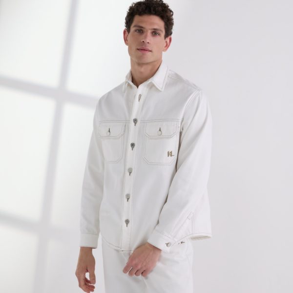 Karl Lagerfeld, Contrast Stitch Shirt, Homme, Crème Cannoli, Taille: XXS