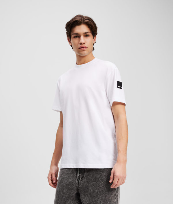 Karl Lagerfeld, Patch Logo T-shirt, Homme, Blanc, Taille: XXXL