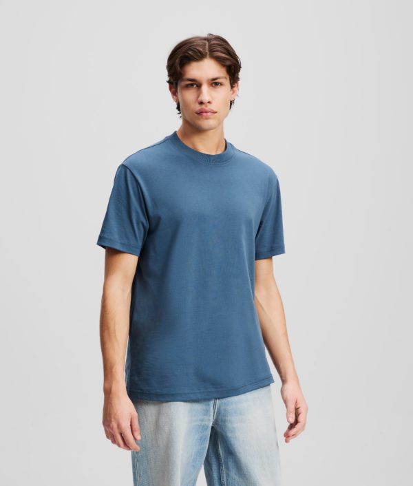 Karl Lagerfeld, Patch Logo T-shirt, Homme, Indigo vintage, Taille: XXXL