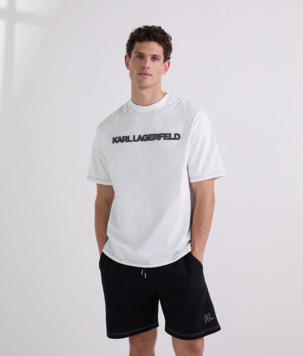 Karl Lagerfeld, Contrast Stitch T-shirt, Homme, Blanc, Taille: XXXL