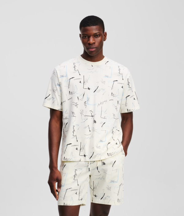 Karl Lagerfeld, All-over-print T-shirt, Homme, Impression Intégrale de Croquis, Taille: XXXL