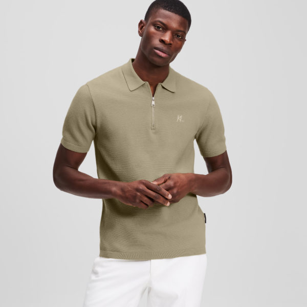 Karl Lagerfeld, Zip-up Polo Shirt, Homme, Sergé, Taille: XXXL