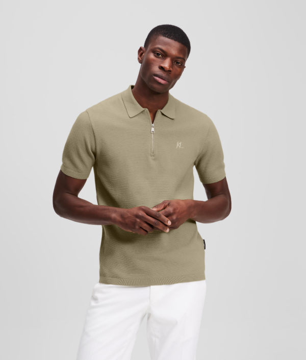 Karl Lagerfeld, Zip-up Polo Shirt, Homme, Sergé, Taille: XXXL