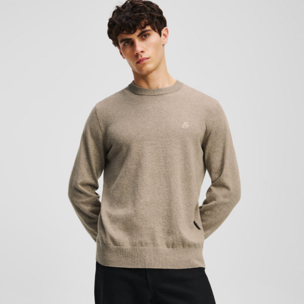 Karl Lagerfeld, Karl Kameo Sweater, Homme, Beige Twill Melange, Taille: XXXL
