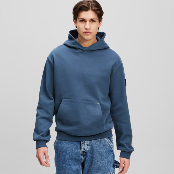 Karl Lagerfeld, Patch Logo Hoodie, Homme, Indigo vintage, Taille: XXXL