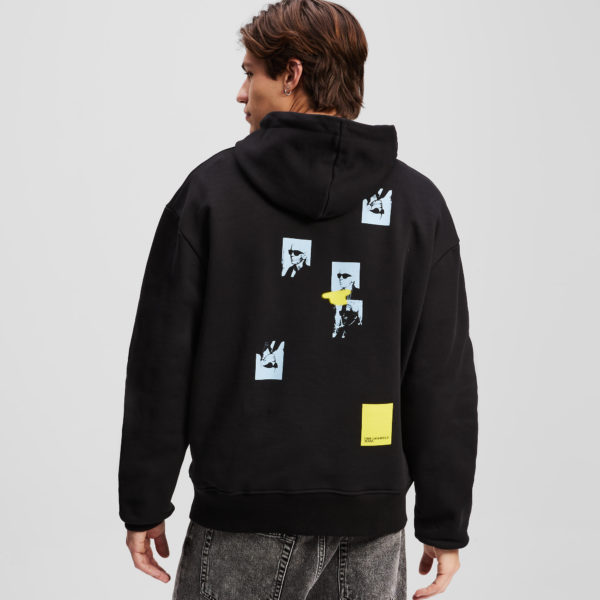 Karl Lagerfeld, Karl Print Hoodie, Homme, Noir, Taille: XXXL