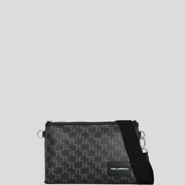 Karl Lagerfeld, K/voyage Crossbody Pouch, Homme, Monogramme noir, Taille: X00
