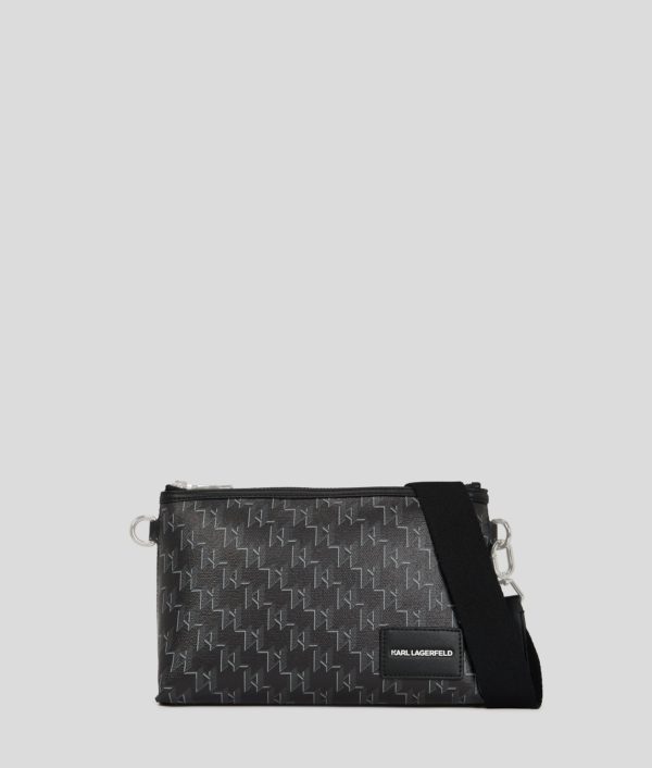 Karl Lagerfeld, K/voyage Crossbody Pouch, Homme, Monogramme noir, Taille: X00