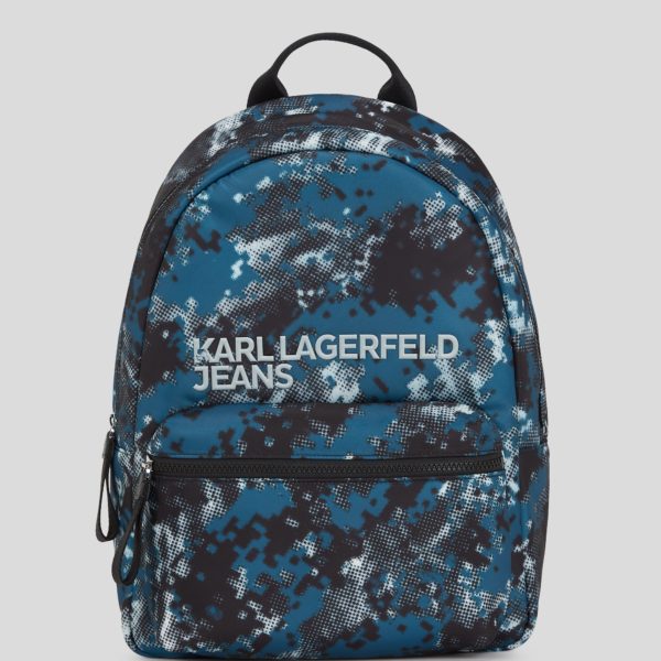 Karl Lagerfeld, Digital Print Nylon Backpack, Homme, Digital Uniform All Over Print Green, Taille: X00