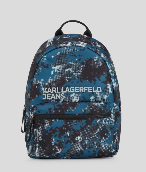Karl Lagerfeld, Digital Print Nylon Backpack, Homme, Digital Uniform All Over Print Green, Taille: X00