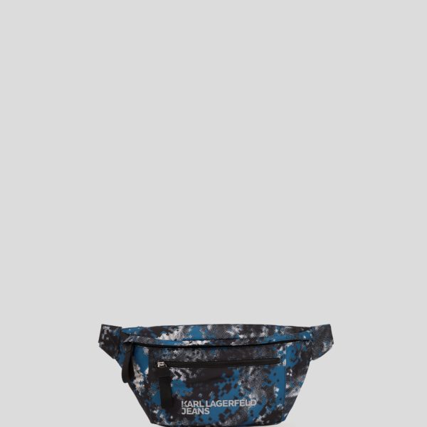 Karl Lagerfeld, Digital Print Nylon Belt Bag, Homme, Digital Uniform All Over Print Green, Taille: X00