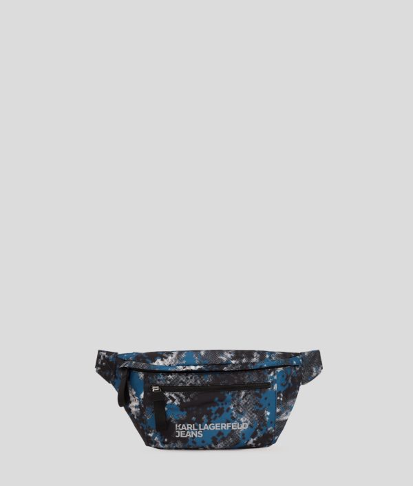 Karl Lagerfeld, Digital Print Nylon Belt Bag, Homme, Digital Uniform All Over Print Green, Taille: X00