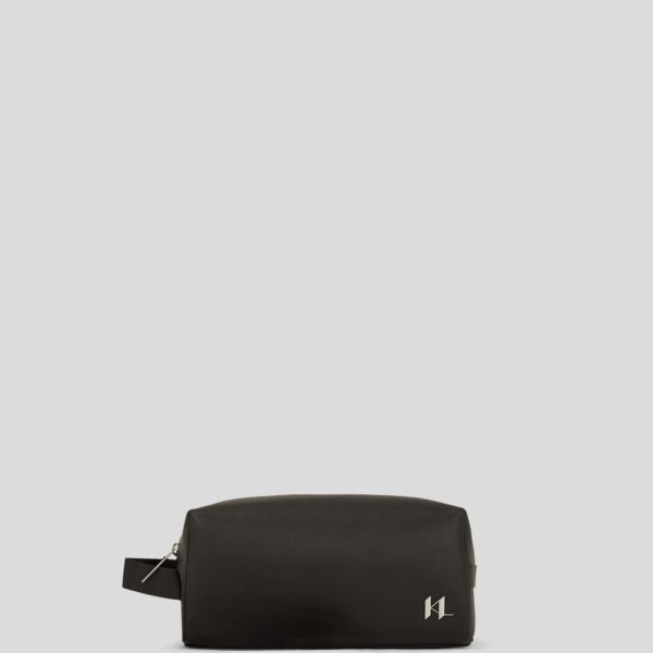 Karl Lagerfeld, K/monogram Leather Wash Bag, Homme, Noir, Taille: X00