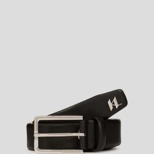 Karl Lagerfeld, K/monogram Leather Belt, Homme, Noir, Taille: XS