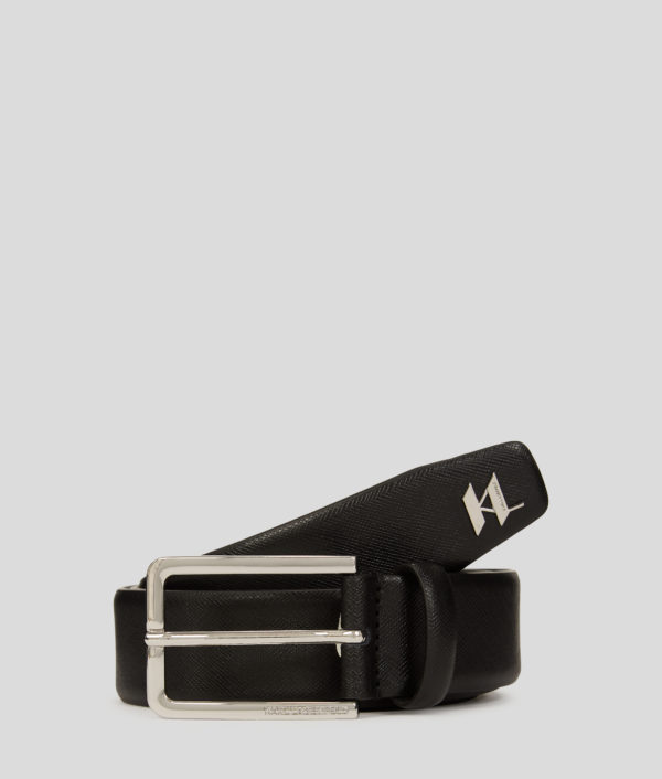 Karl Lagerfeld, K/monogram Leather Belt, Homme, Noir, Taille: XS