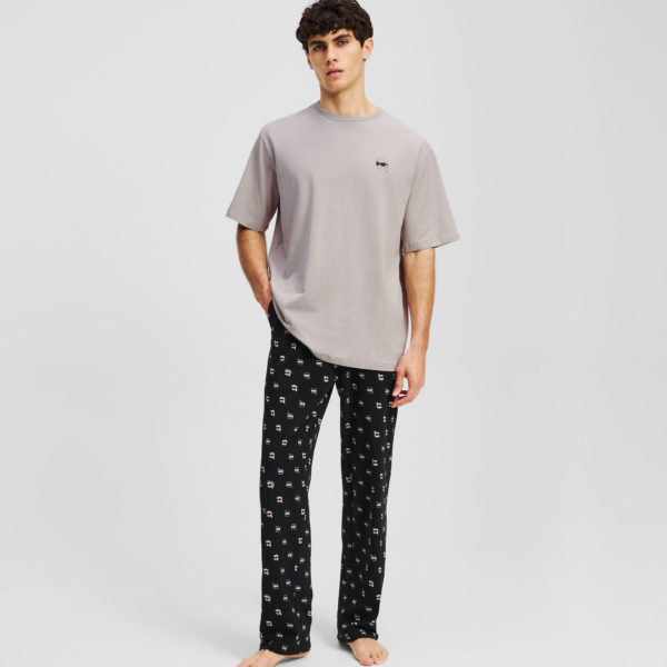 Karl Lagerfeld, Ikon Pajama Set, Homme, Karl Dot Noir-Ash, Taille: XXS