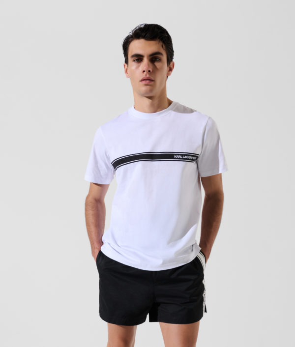 Karl Lagerfeld, Karl Logo Beach T-shirt, Homme, Blanc, Taille: XXXL