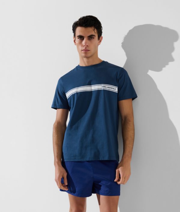 Karl Lagerfeld, Karl Logo Beach T-shirt, Homme, Bleu crépusculaire, Taille: XXXL