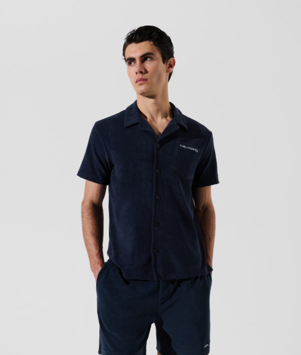 Karl Lagerfeld, Karl Logo Towel Shirt, Homme, Bleu crépusculaire, Taille: XXXL
