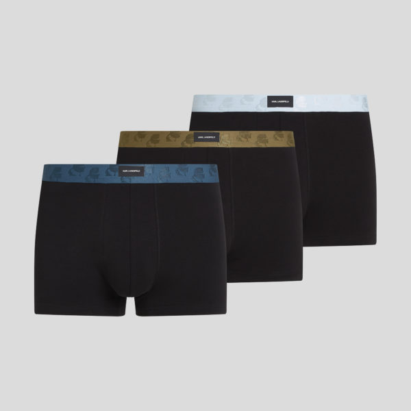 Karl Lagerfeld, Karl Logo Trunks – 3-pack, Homme, Minuit-Ciel clair-Olive, Taille: XXS
