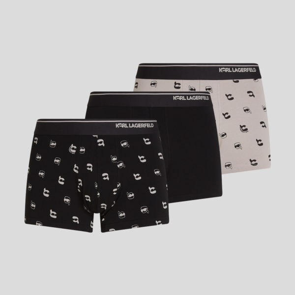 Karl Lagerfeld, Ikon All-over-print Trunks – 3-pack, Homme, Karl Dot-Ash Noir, Taille: XXS