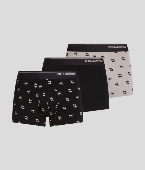Karl Lagerfeld, Ikon All-over-print Trunks – 3-pack, Homme, Karl Dot-Ash Noir, Taille: XXS