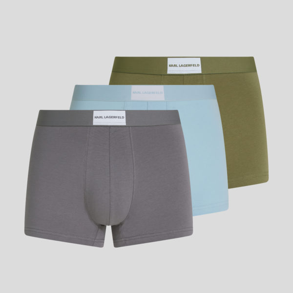 Karl Lagerfeld, Karl Logo Trunks – 3-pack, Homme, Olive-Ciel clair-Excalibur, Taille: XXS