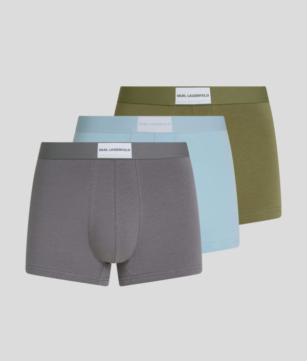 Karl Lagerfeld, Karl Logo Trunks – 3-pack, Homme, Olive-Ciel clair-Excalibur, Taille: XXS