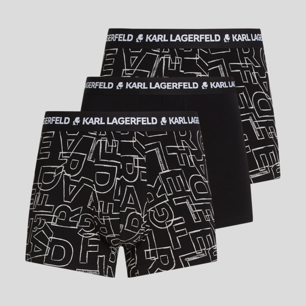 Karl Lagerfeld, Karl Logo Trunks – 3-pack, Homme, Lettre imprimée en surimpression Esquisse-Noir, Taille: XXS