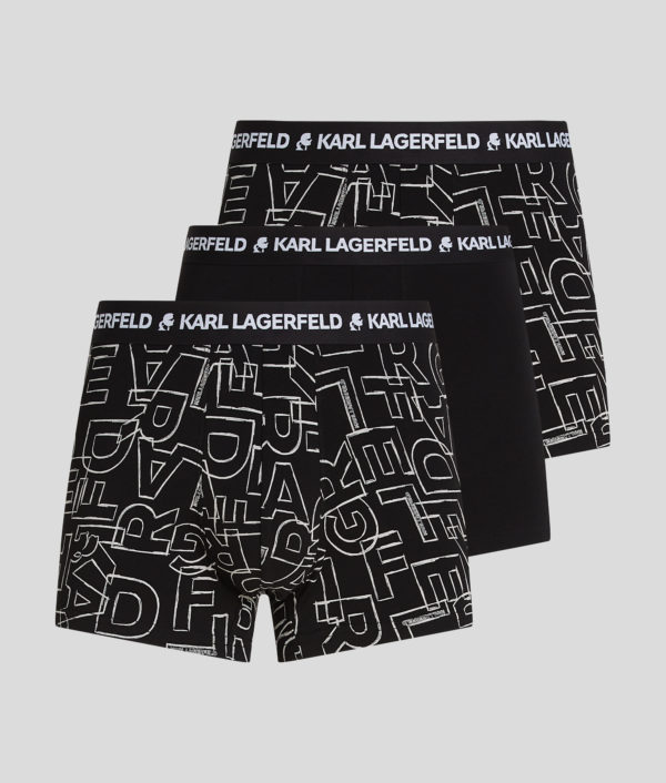 Karl Lagerfeld, Karl Logo Trunks – 3-pack, Homme, Lettre imprimée en surimpression Esquisse-Noir, Taille: XXS