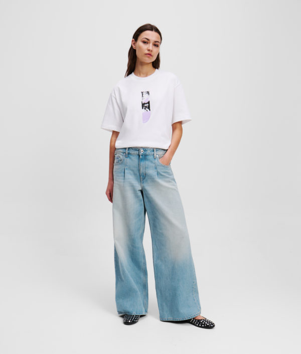 Karl Lagerfeld, Jean Plissé Coupe Large, Femme, Bleu délavé par le soleil, Taille: L32