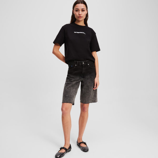 Karl Lagerfeld, Short En Denim Effet Ombré, Femme, Noir lavé Ombre, Taille: L32