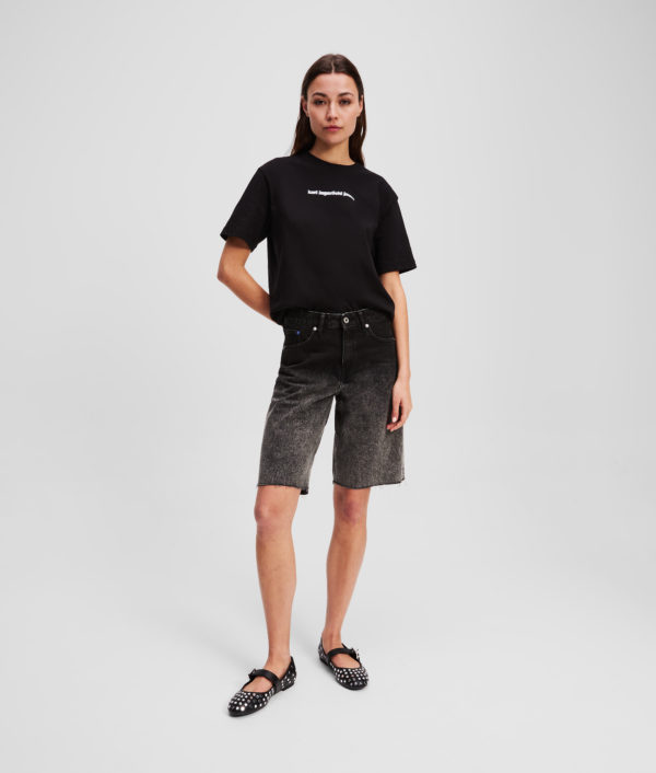 Karl Lagerfeld, Short En Denim Effet Ombré, Femme, Noir lavé Ombre, Taille: L32