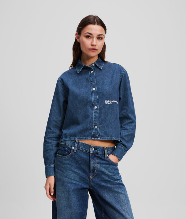 Karl Lagerfeld, Chemise Boxy En Denim, Femme, Bleu foncé délavé, Taille: XXS