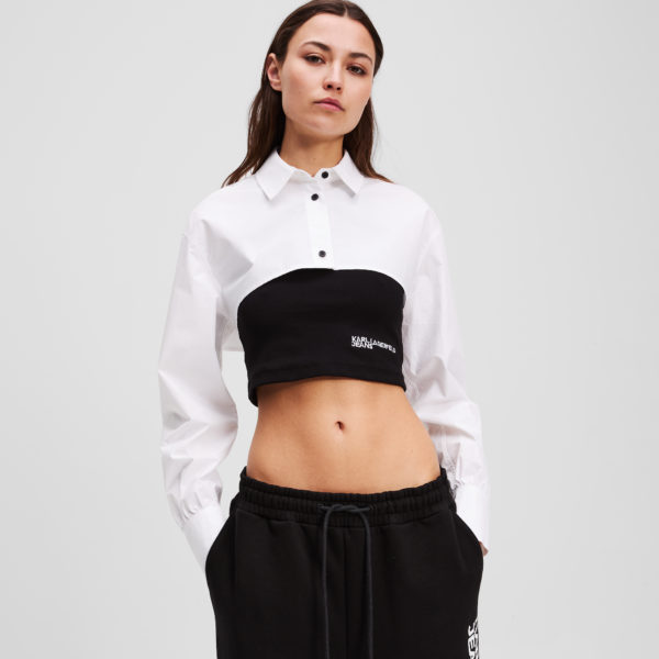 Karl Lagerfeld, Chemise À Effet Superposé, Femme, Noir/Blanc, Taille: XXS