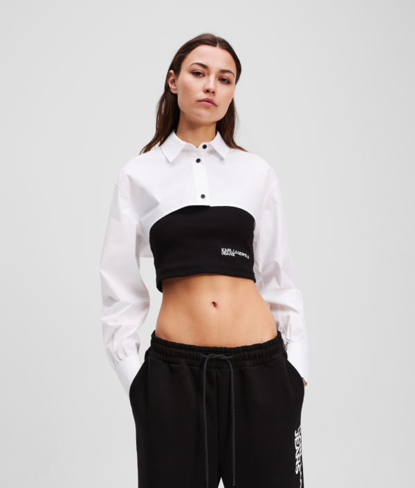 Karl Lagerfeld, Chemise À Effet Superposé, Femme, Noir/Blanc, Taille: XXS