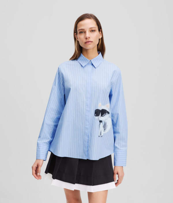 Karl Lagerfeld, Ikon Choupette Striped Shirt, Femme, Rayure bleu-blanc-noir, Taille: X48