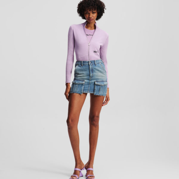 Karl Lagerfeld, Mini-jupe En Denim De Style Utilitaire, Femme, Visuel teinté Bleu lavé, Taille: XXS