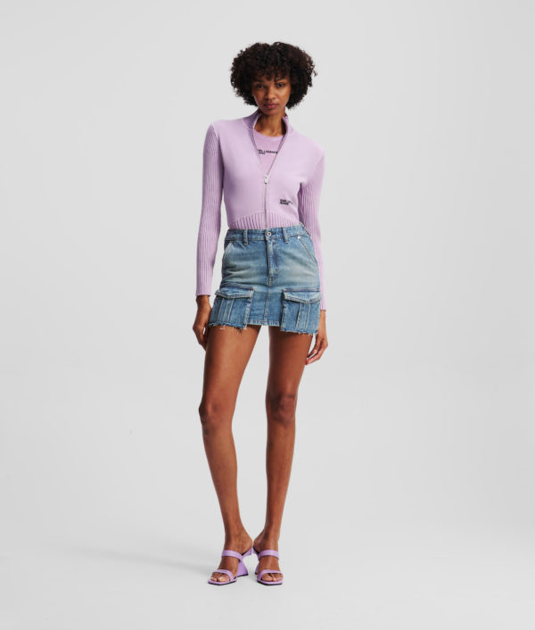 Karl Lagerfeld, Mini-jupe En Denim De Style Utilitaire, Femme, Visuel teinté Bleu lavé, Taille: XXS