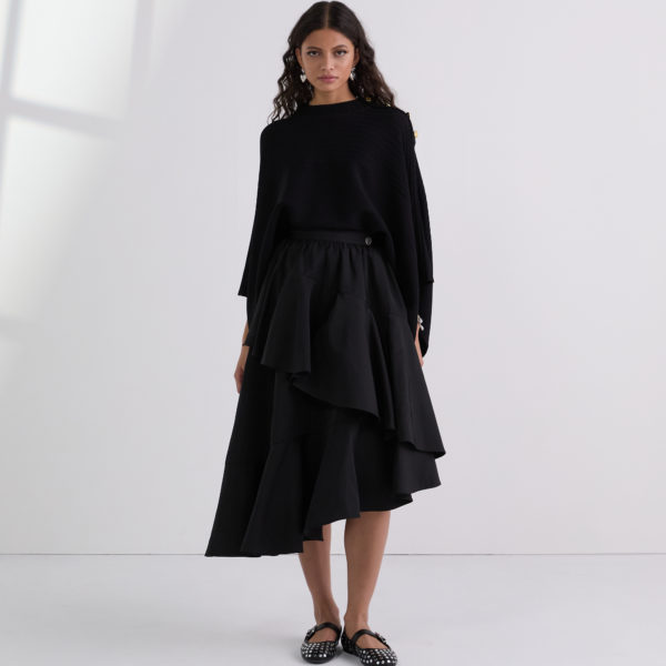 Karl Lagerfeld, Voluminous Ruffle Skirt, Femme, Noir, Taille: X48