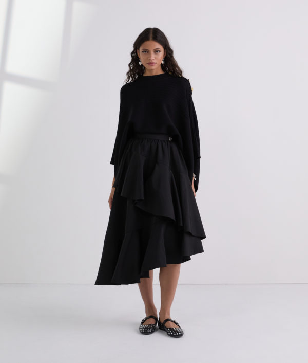 Karl Lagerfeld, Voluminous Ruffle Skirt, Femme, Noir, Taille: X48