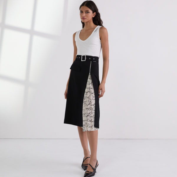 Karl Lagerfeld, Pleat Detail Skirt, Femme, Noir, Taille: X48