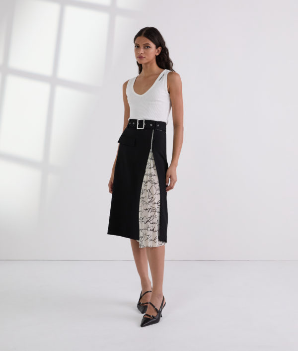 Karl Lagerfeld, Pleat Detail Skirt, Femme, Noir, Taille: X48