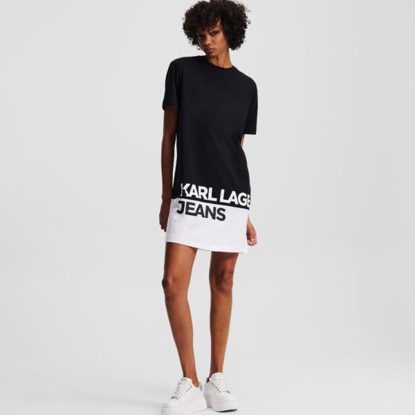 Karl Lagerfeld, Robe T-shirt Avec Logo Klj, Femme, Noir, Taille: XXS