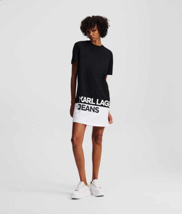 Karl Lagerfeld, Robe T-shirt Avec Logo Klj, Femme, Noir, Taille: XXS