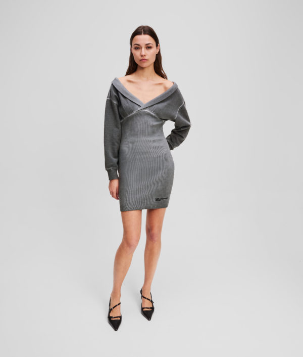 Karl Lagerfeld, Robe Sweat-shirt À Épaules Dénudées, Femme, Monument, Taille: XXS